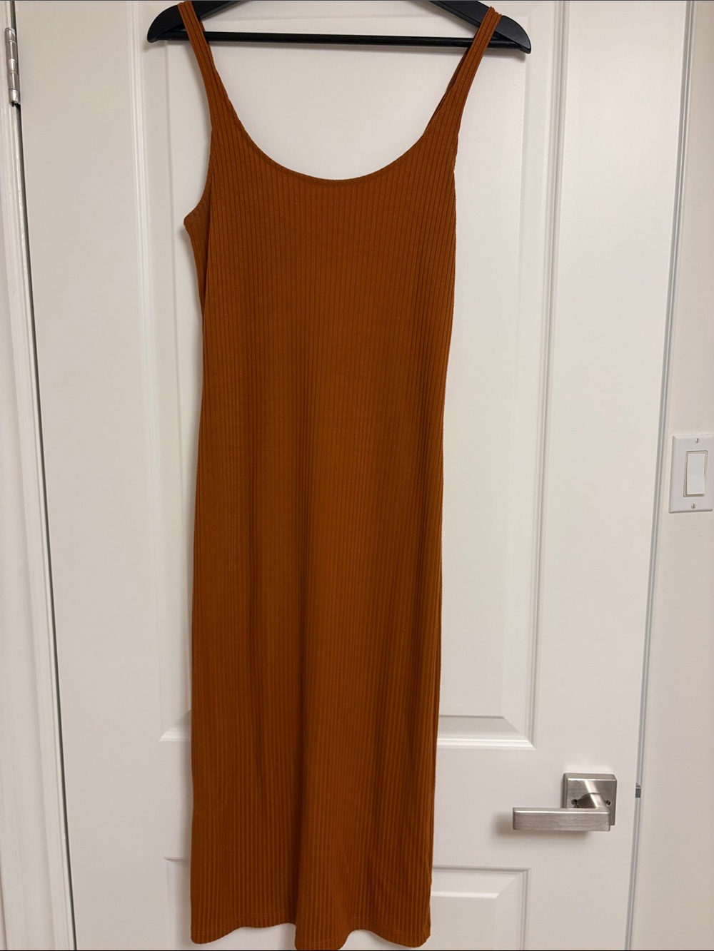 Ribbed Slip Maxi Dress - Rust
